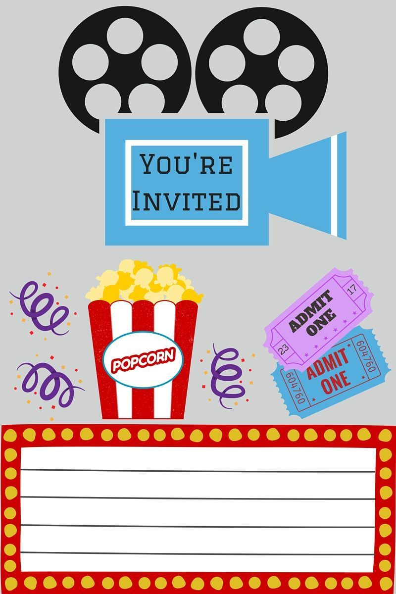 Free Printables | Printable Movie Night Invite | Card Making | Movie - Free Printable Movie Themed Invitations