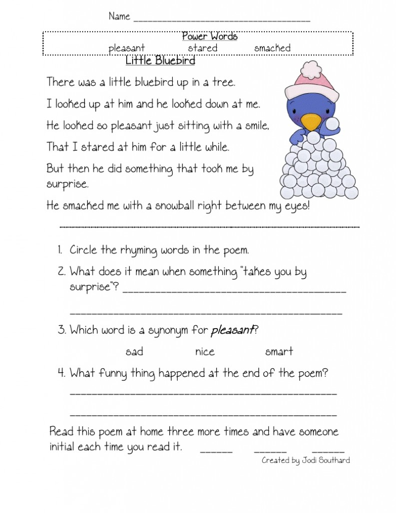 Free Reading Comprehension Worksheets 4Th Grade. Reading - Free Printable Groundhog Day Reading Comprehension Worksheets