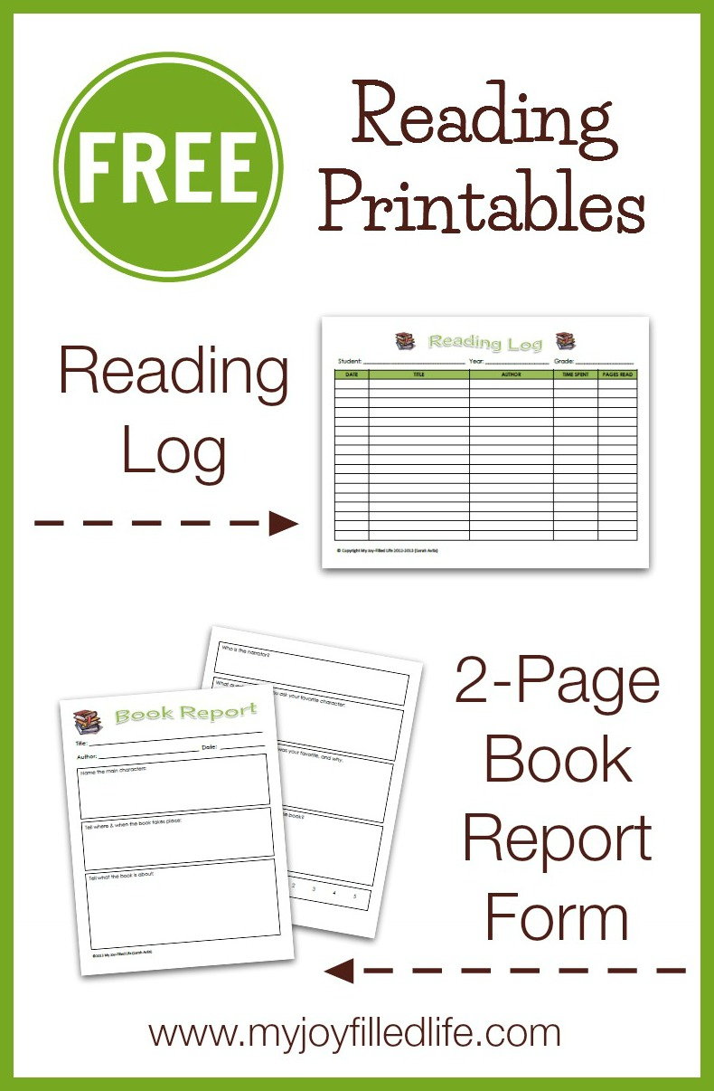 Free Reading Log &amp;amp; Book Report Form - My Joy-Filled Life - Book Report Template Free Printable