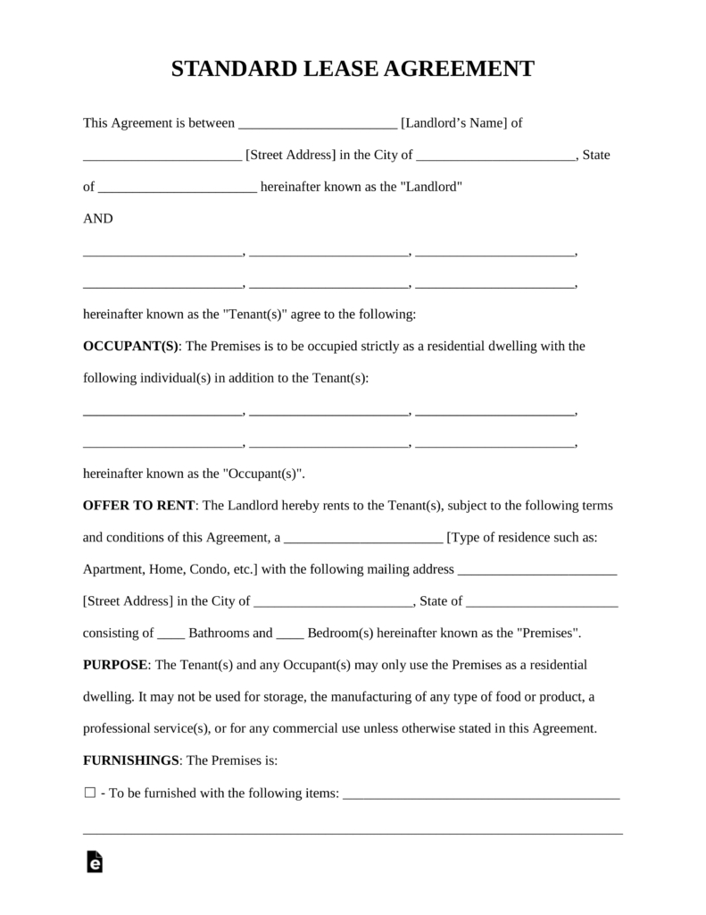 Free Rental Lease Agreement Templates - Residential &amp;amp; Commercial - Apartment Lease Agreement Free Printable