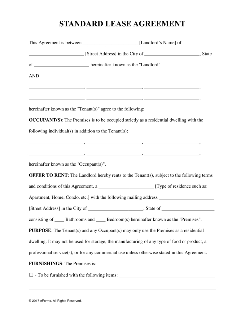 Free Rental Lease Agreement Templates - Residential &amp;amp; Commercial - Free Printable Basic Rental Agreement