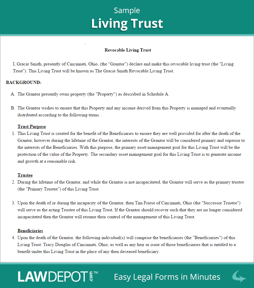 Free Revocable Living Trust - Create, Download, And Print | Lawdepot - Free Printable Will And Trust Forms
