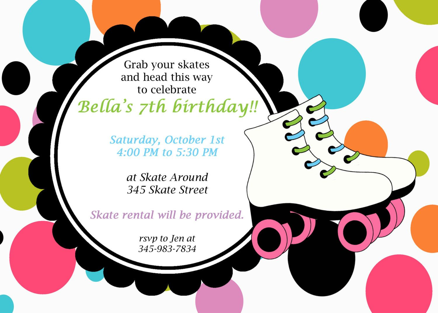 Free Roller Skating Party Invitation Template | Party Ideas | Skate - Free Printable Skateboard Birthday Party Invitations