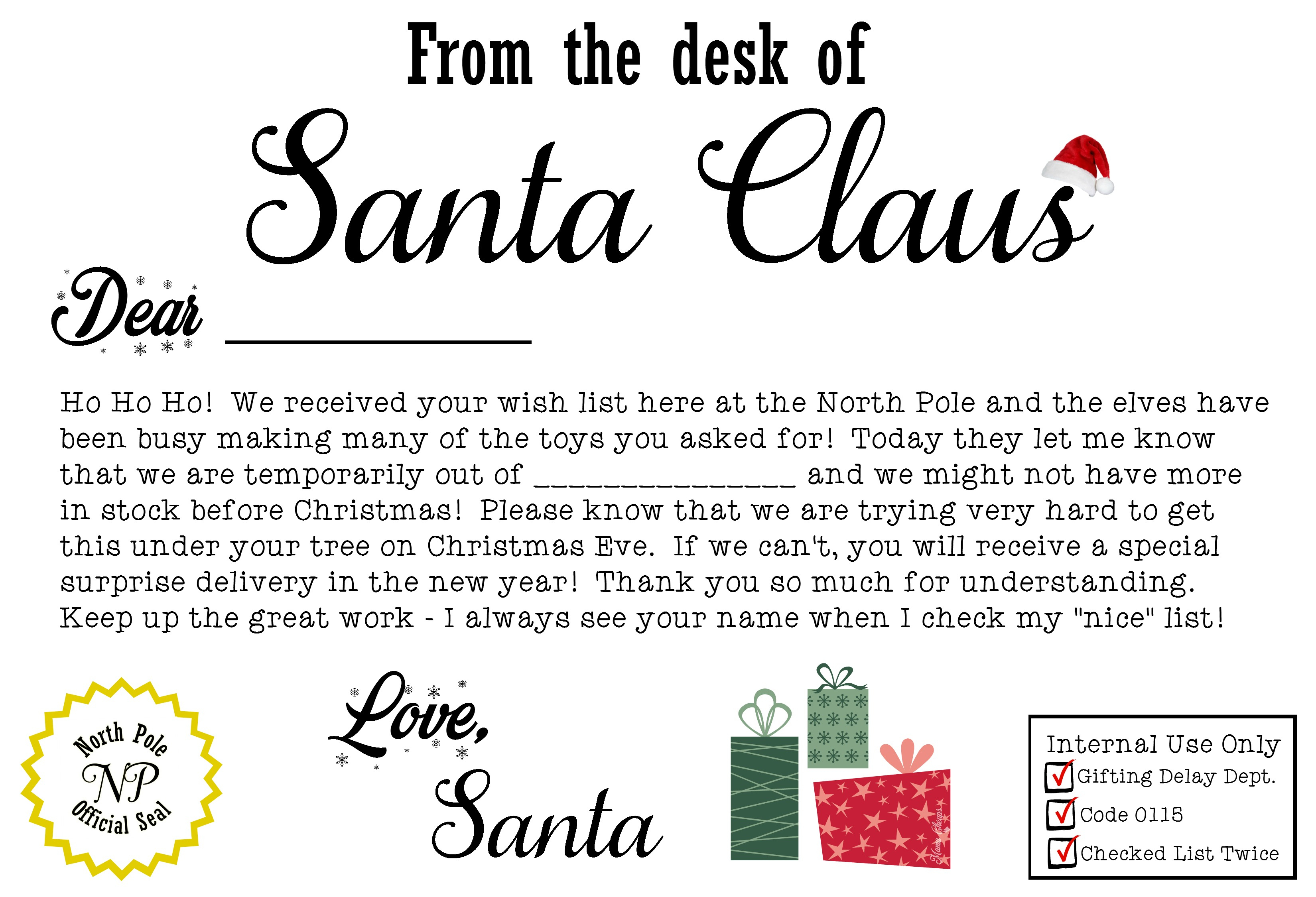 Free Santa Claus Christmas Present Iou Printable Letter | Mama Cheaps - Free Printable Christmas Letters From Santa