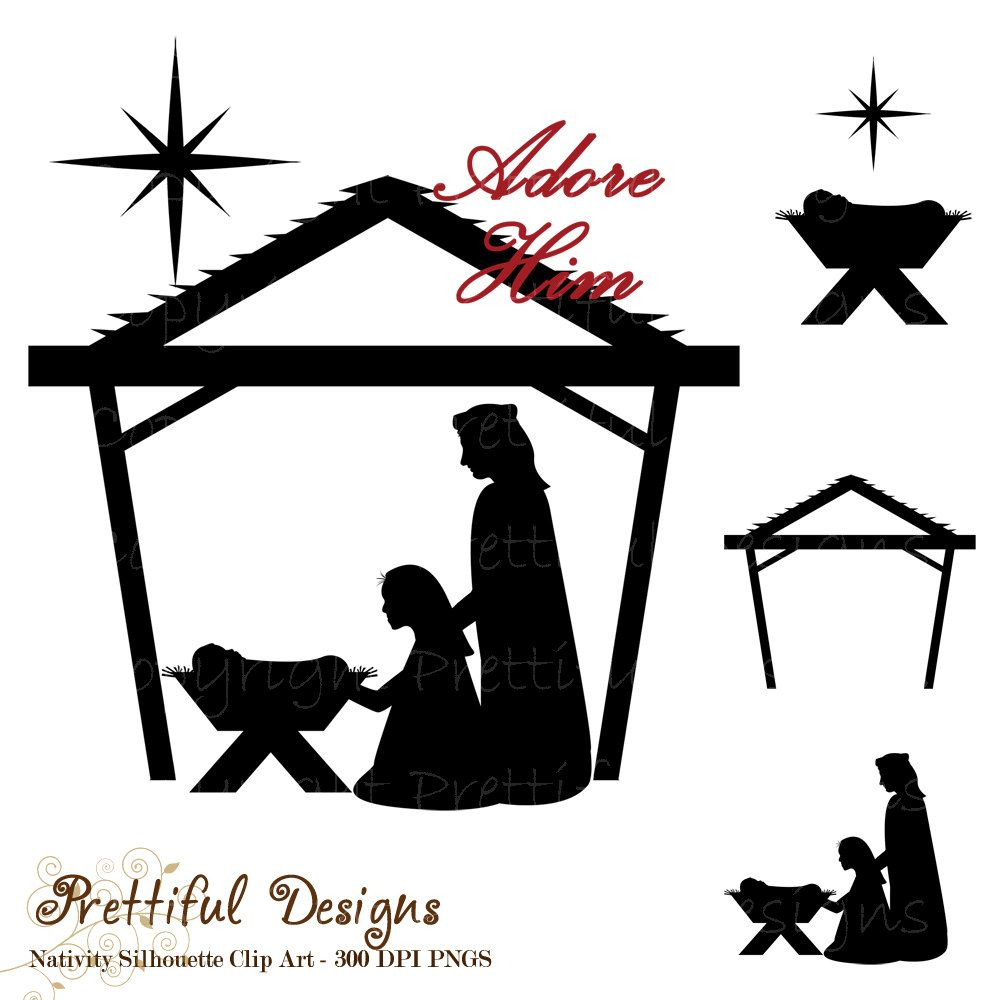 Printable Nativity Scene Silhouette