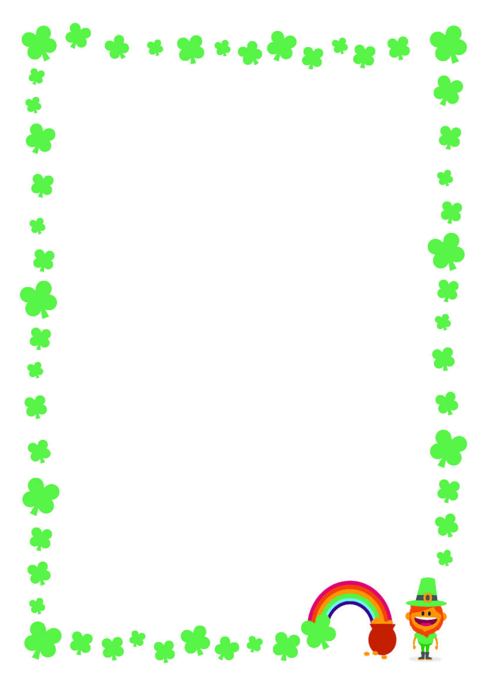Free St. Patrick&amp;#039;s Day Printable Writing Paper With Clover Border - Writing Borders Free Printable