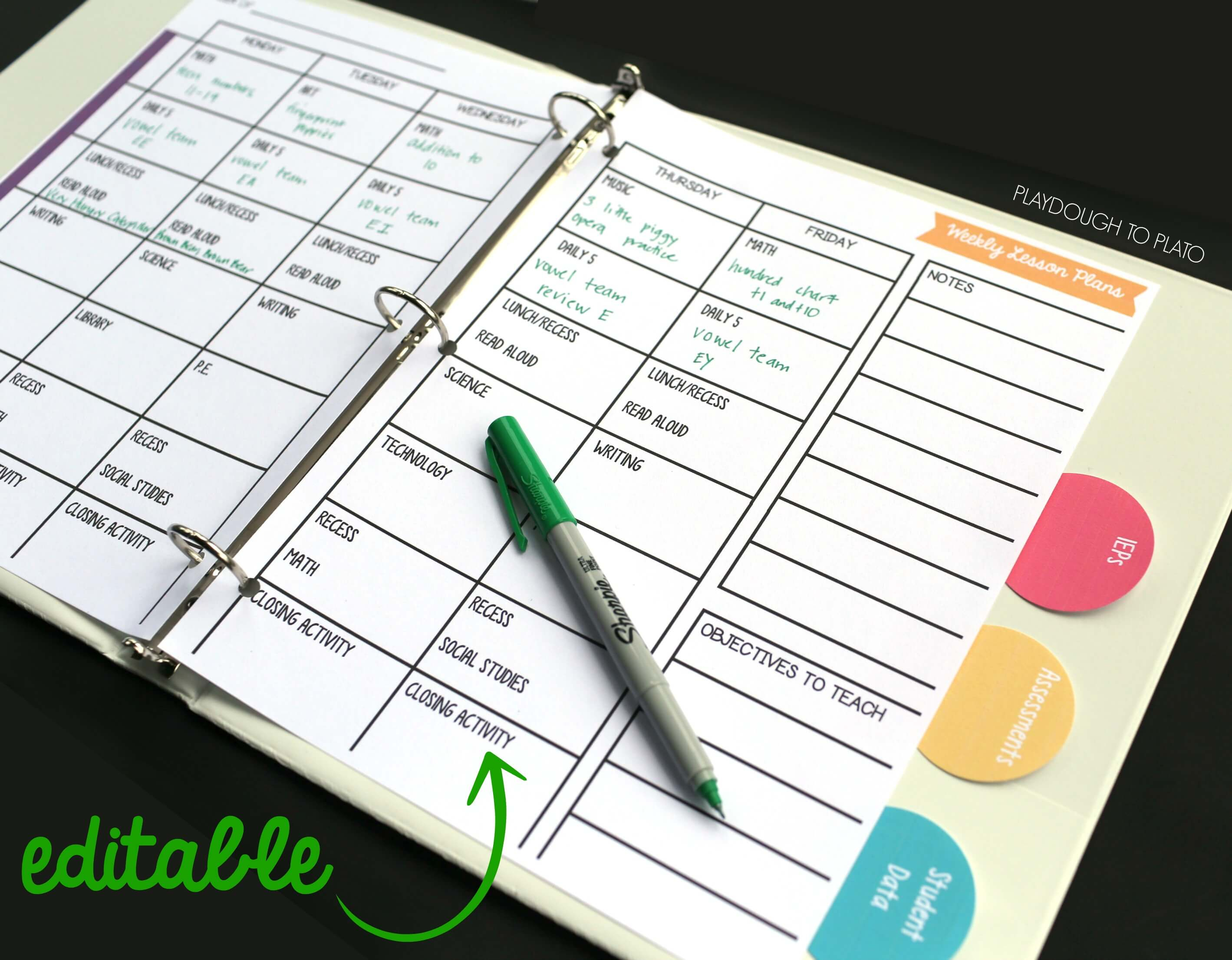 Free Teacher Planner - Playdough To Plato - Free Printable Teacher Planner Pages