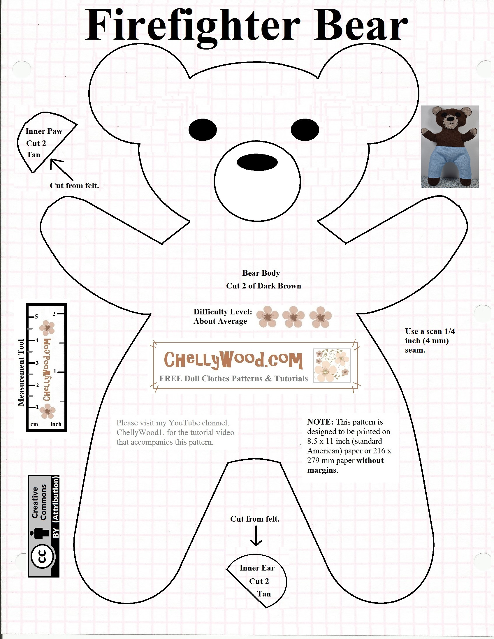 Free #teddybear #plush #toy Pattern @ Chellywood – Chellywood - Free Teddy Bear Patterns Printable