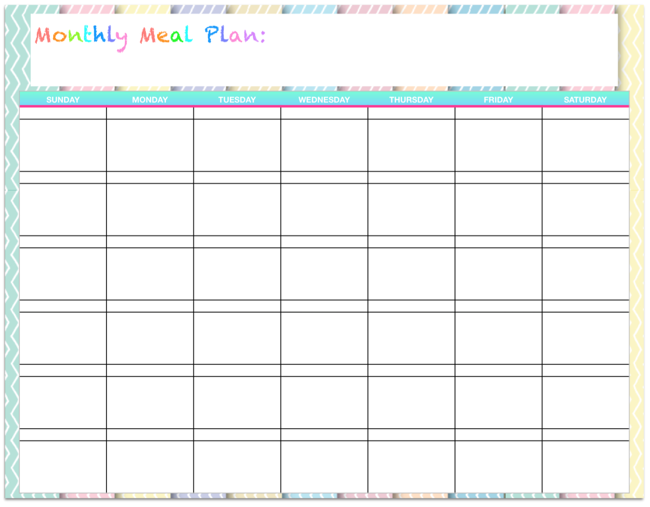 Free Templates: Monthly Menu Planners ~ The Housewife Modern - Free Printable Monthly Meal Planner