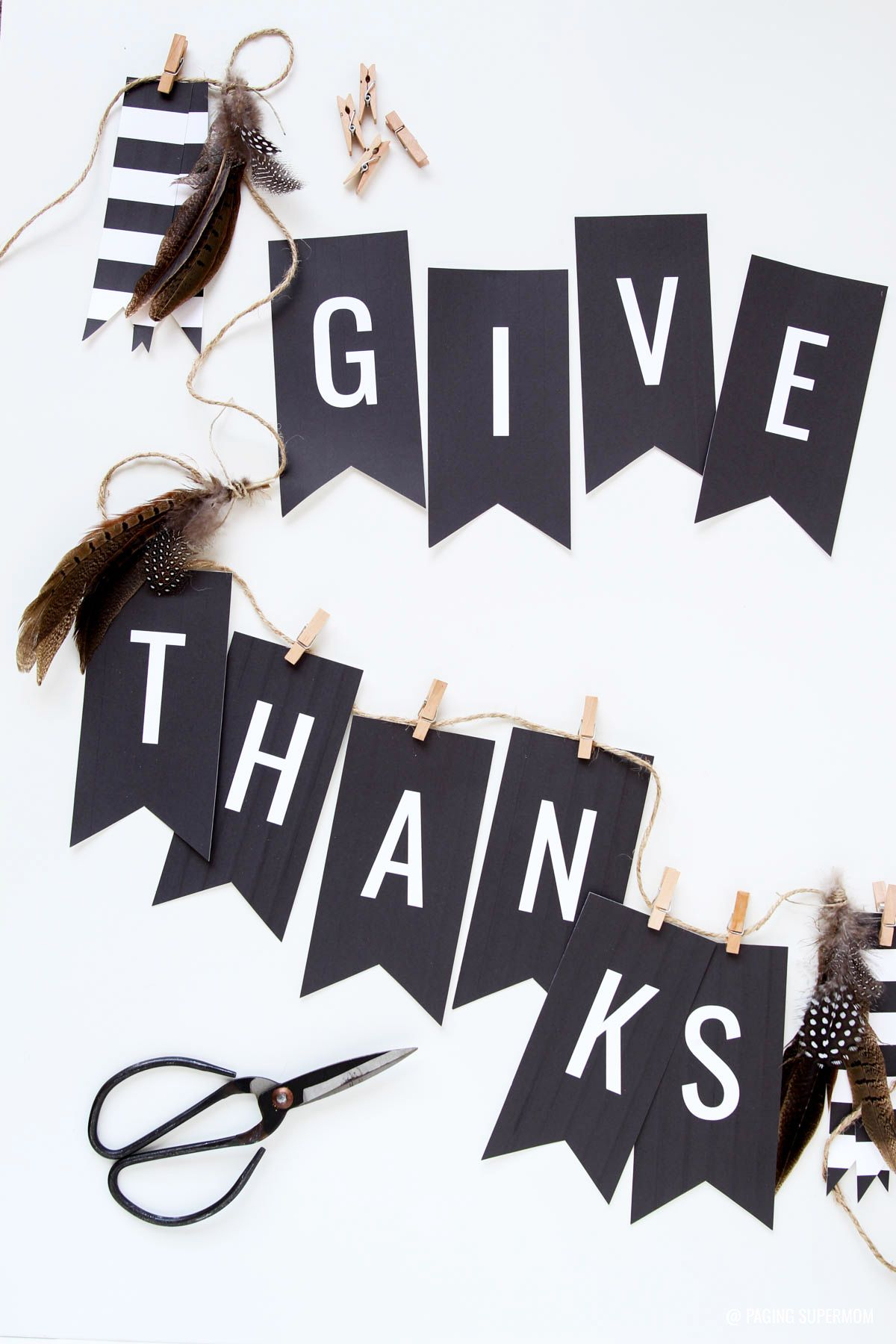 Free Thanksgiving Banner - &amp;quot;give Thanks&amp;quot; In Elegant Black &amp;amp; White - Free Printable Happy Thanksgiving Banner