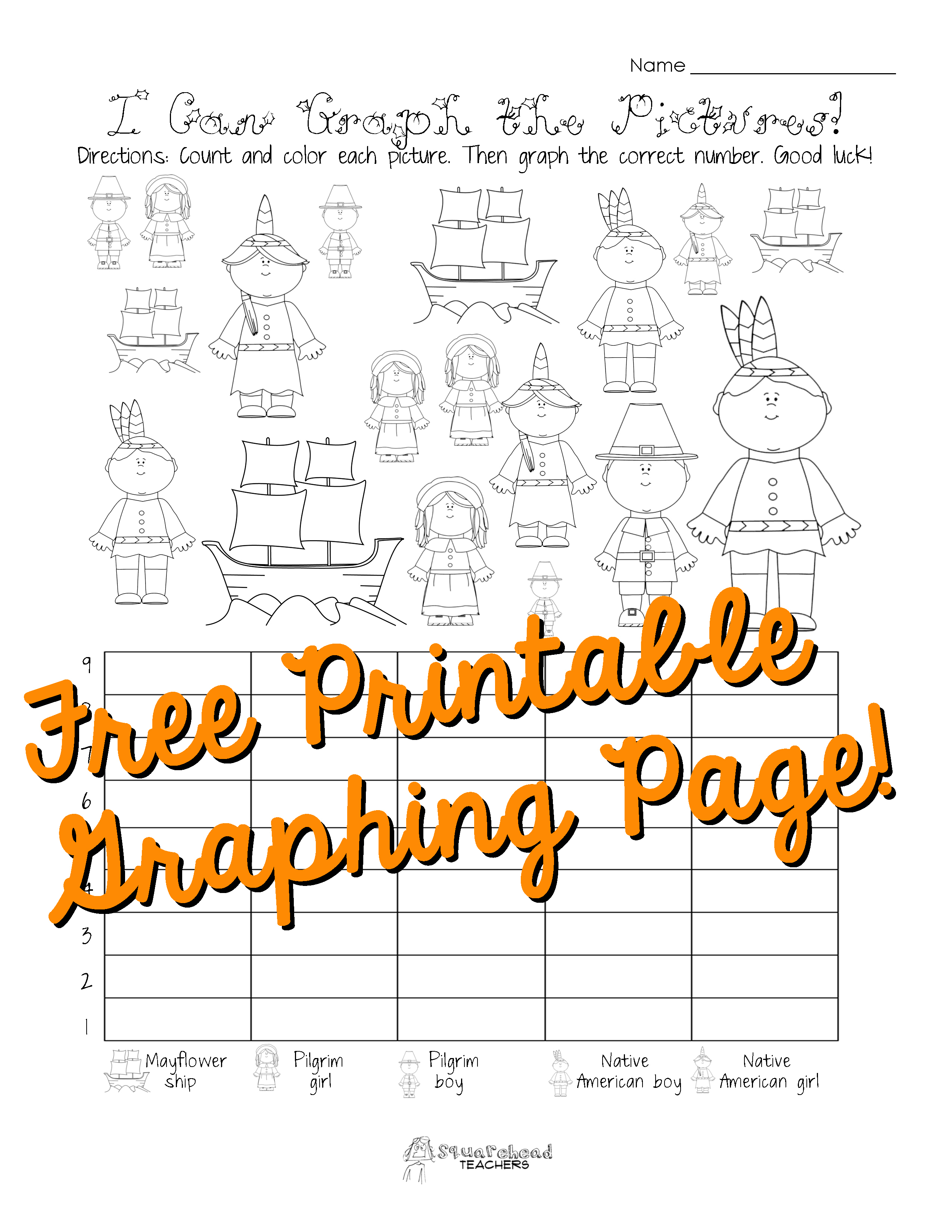 Free Thanksgiving Graphing Worksheet (Kindergarten, First Grade - Free Printable Thanksgiving Math Worksheets For 3Rd Grade