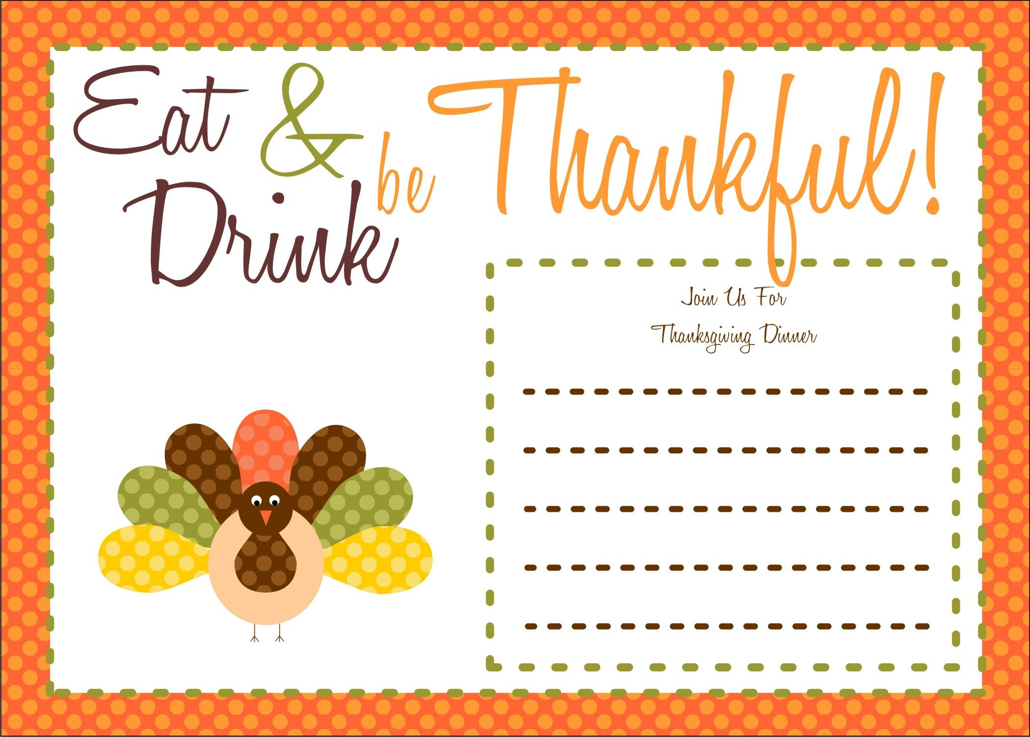 Free Thanksgiving Printables From The Party Bakery | Free Printables - Free Printable Thanksgiving Dinner Invitation Templates