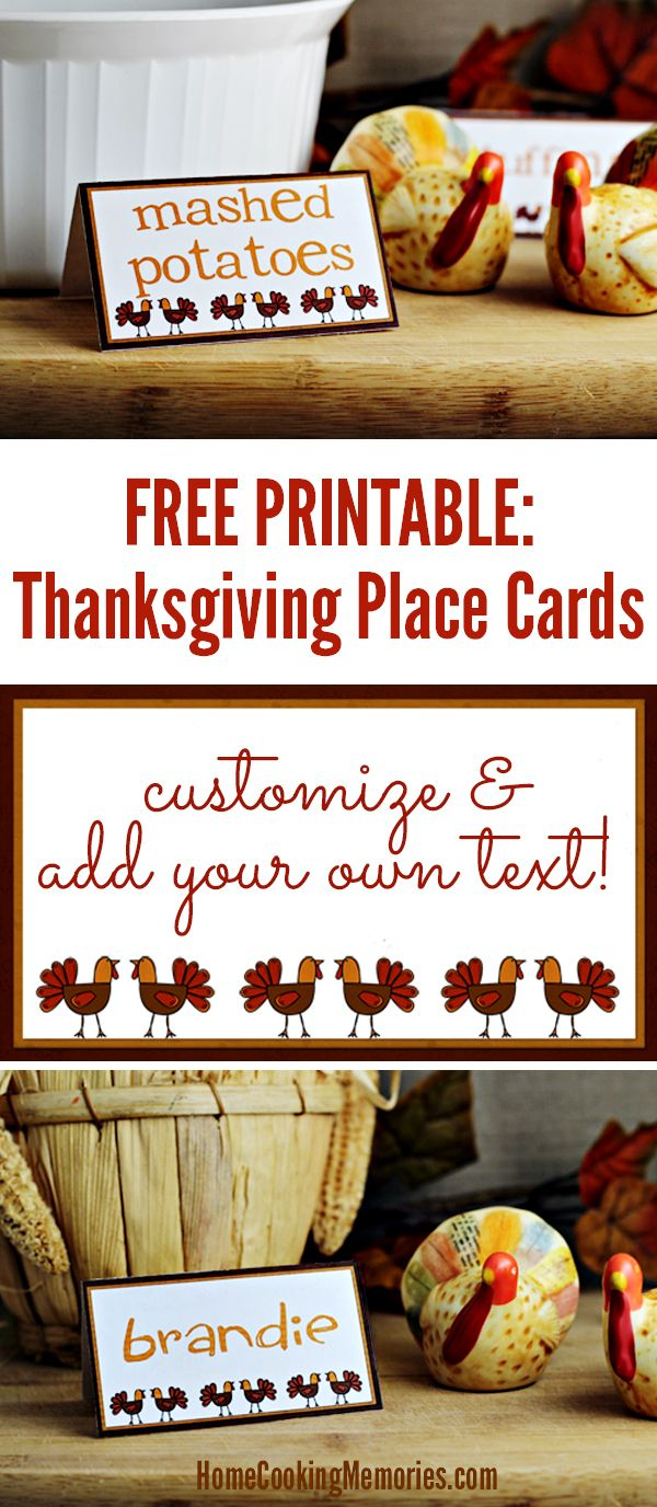 Free Thanksgiving Printables! Print These Thanksgiving Place Cards - Free Printable Thanksgiving Place Cards