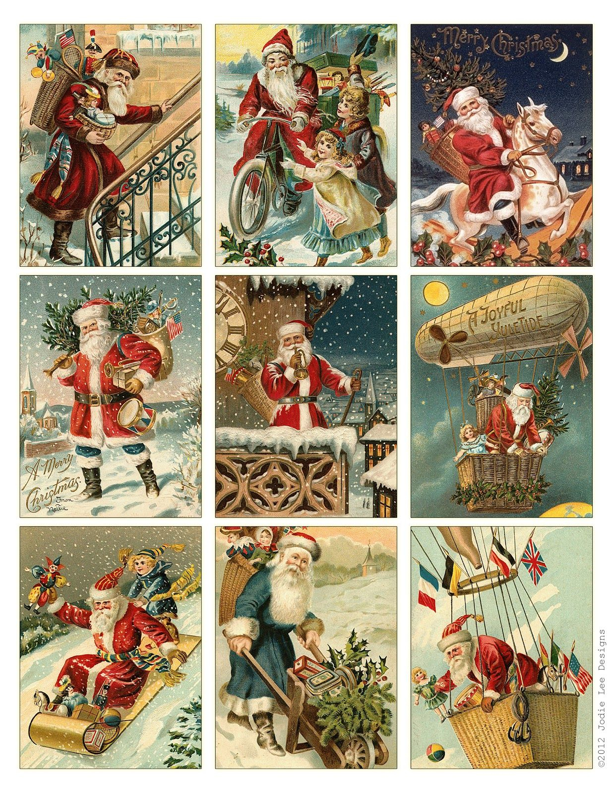 Free To Download! Printable Vintage Santa Tags Or Cards. | Free - Free Printable Vintage Christmas Pictures