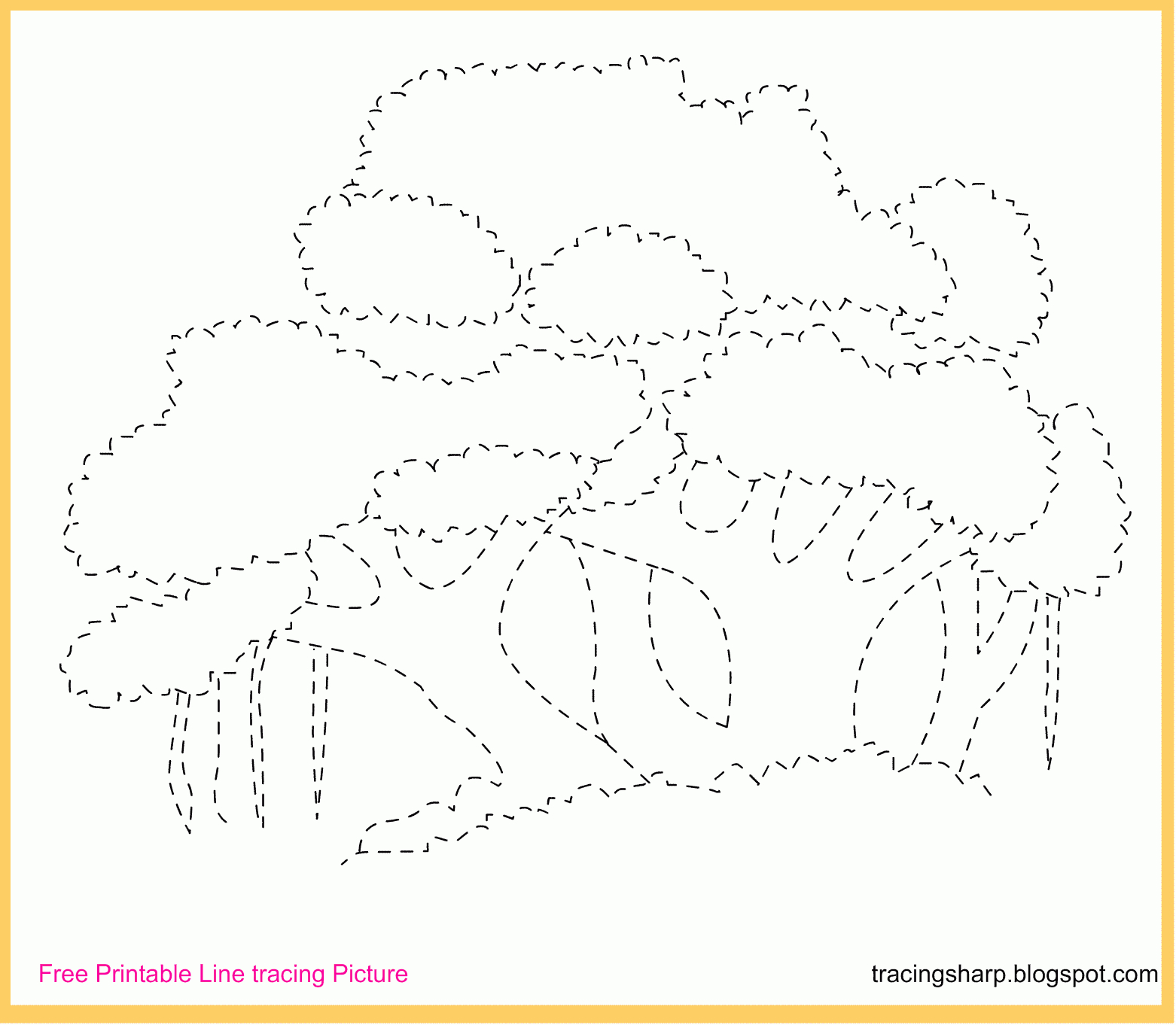 Free Tracing Line Printable: Banyan Tree Tracing Picture - Free Printable Preschool Worksheets Tracing Lines