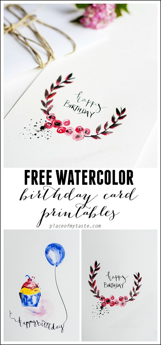 Free Watercolor Birthday Card Printables | Printables | Watercolor - Free Printable Birthday Cards For Her