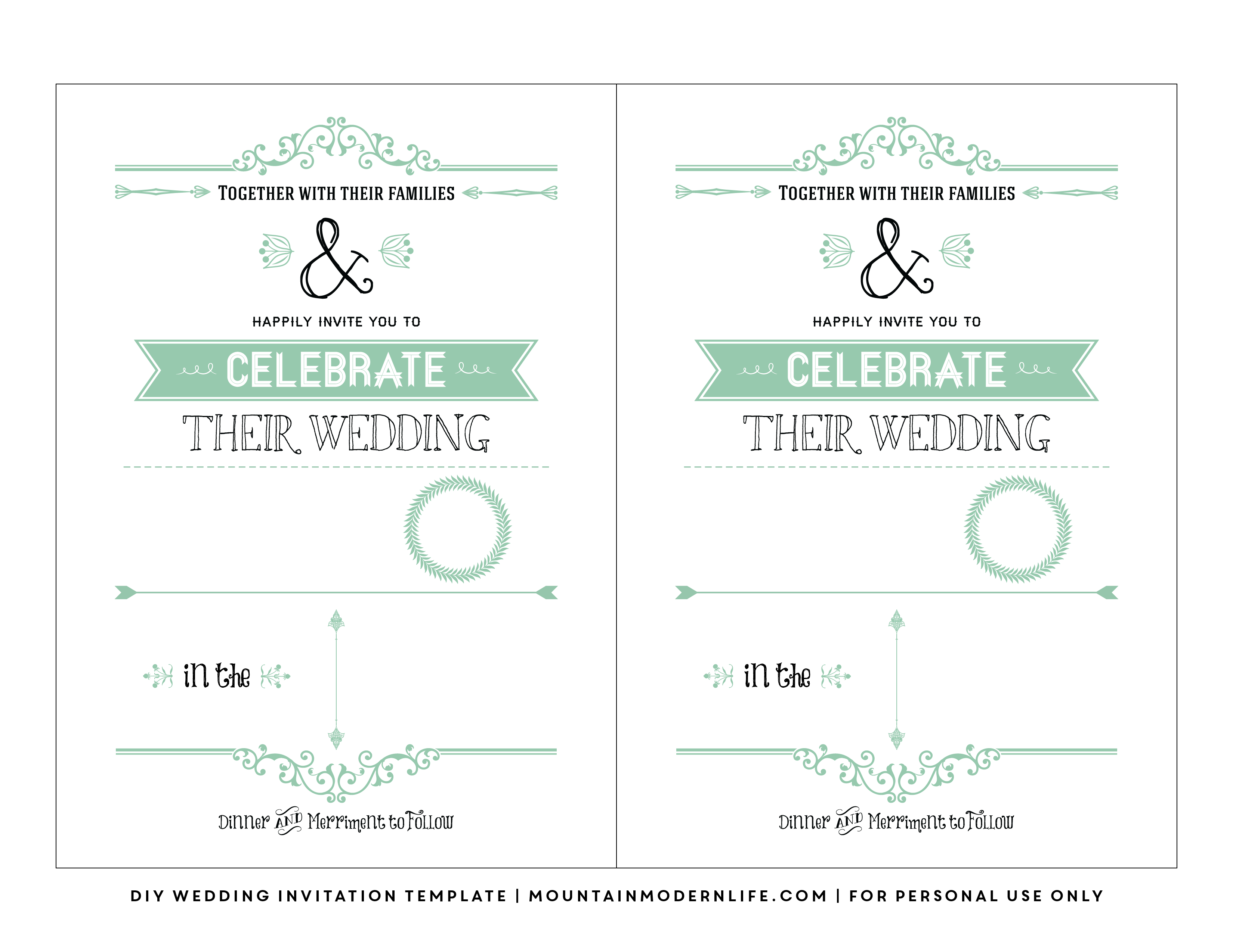 Free Wedding Invitation Template | Mountainmodernlife - Free Printable Invitations Templates