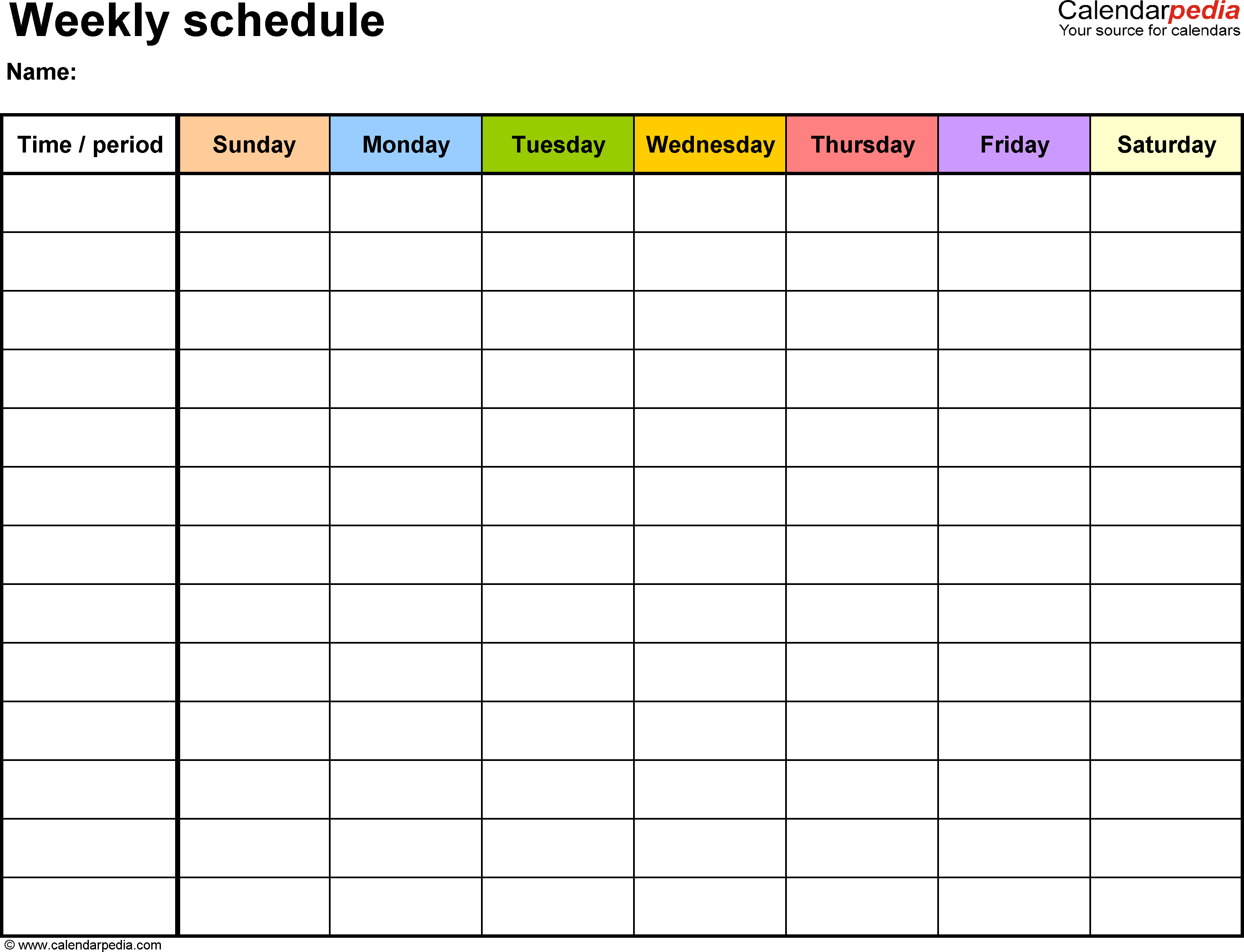 Free Weekly Schedule Templates For Pdf - 18 Templates - Free Printable Blank Weekly Schedule