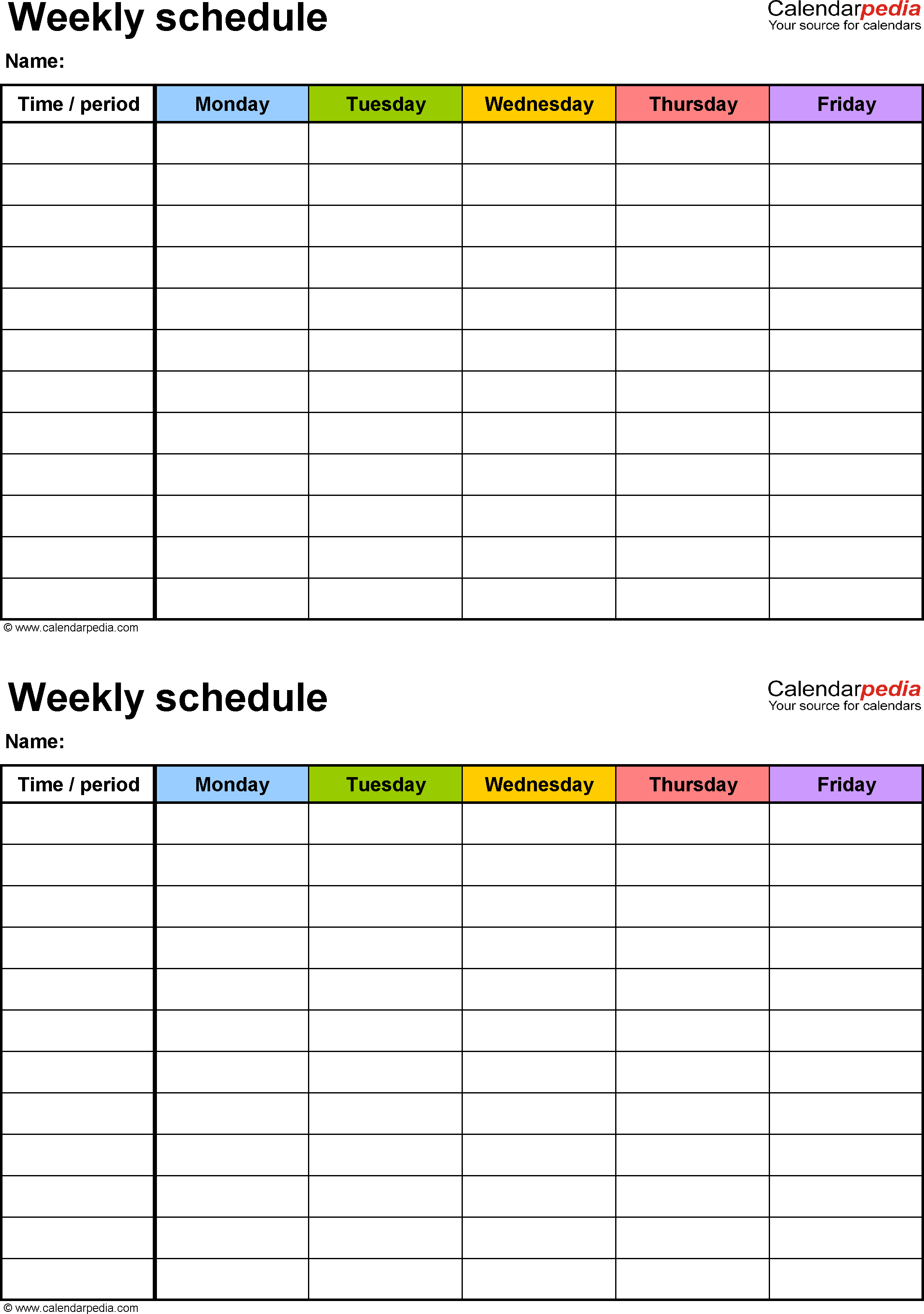 Free Weekly Schedule Templates For Pdf - 18 Templates - Free Printable Blank Weekly Schedule