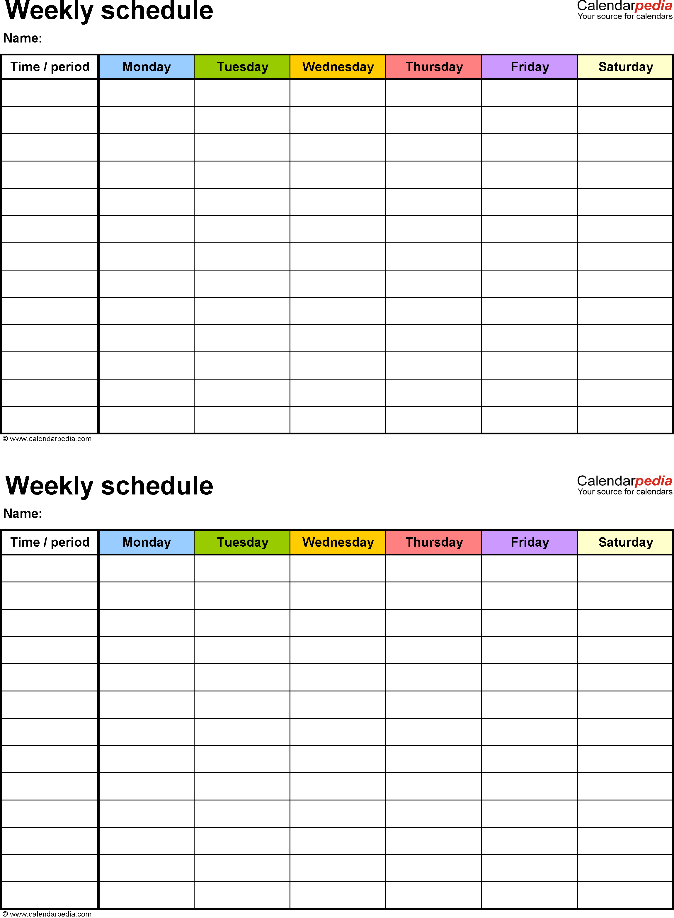 Free Weekly Schedule Templates For Pdf - 18 Templates - Free Printable Blank Weekly Schedule