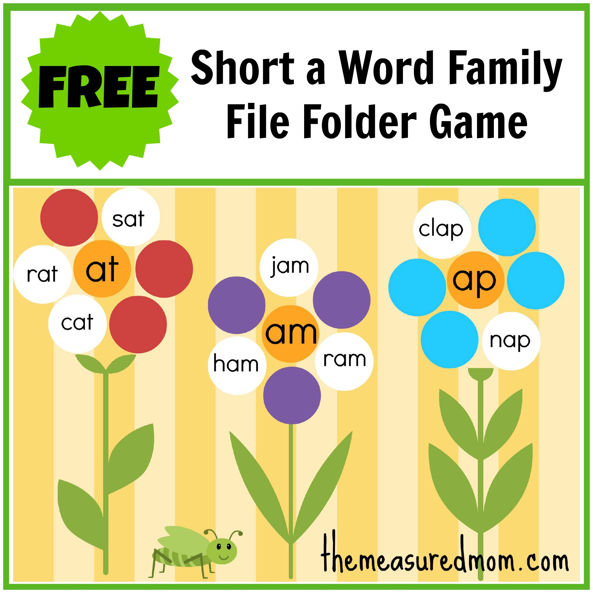 Free Word Family File Folder Game: Short A - The Measured Mom - Free Printable File Folder Games