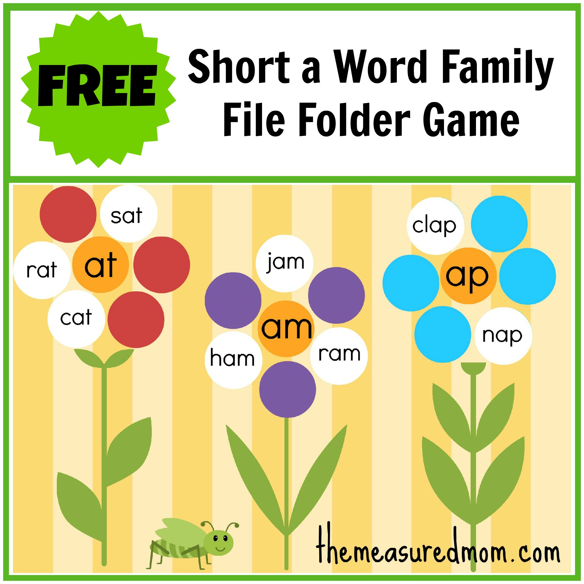 Free Word Family File Folder Game: Short A - The Measured Mom - Free Printable Preschool Folder Games