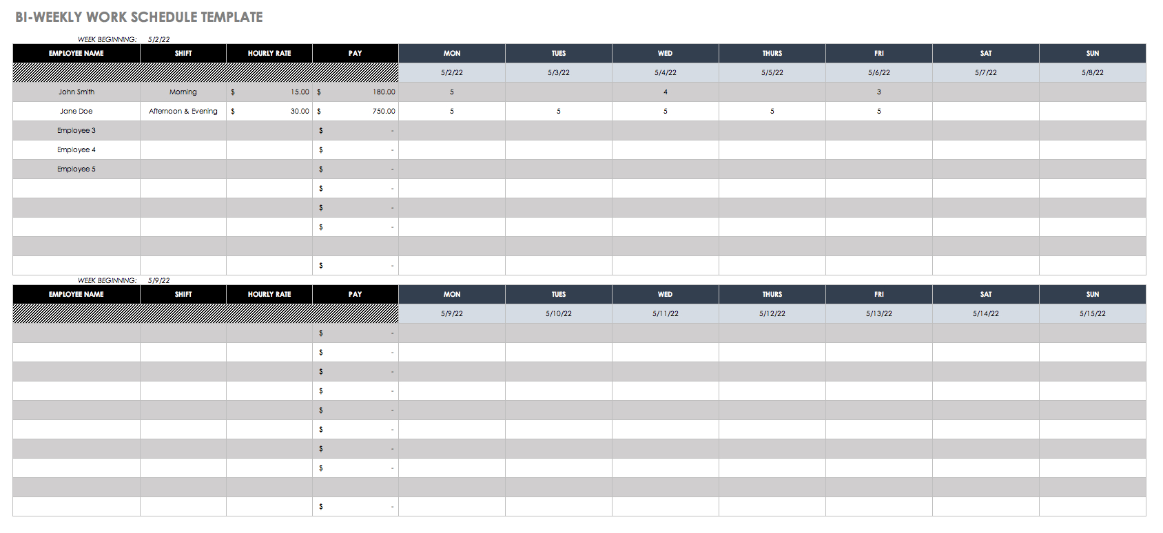 Free Work Schedule Templates For Word And Excel - Free Printable Blank Work Schedules