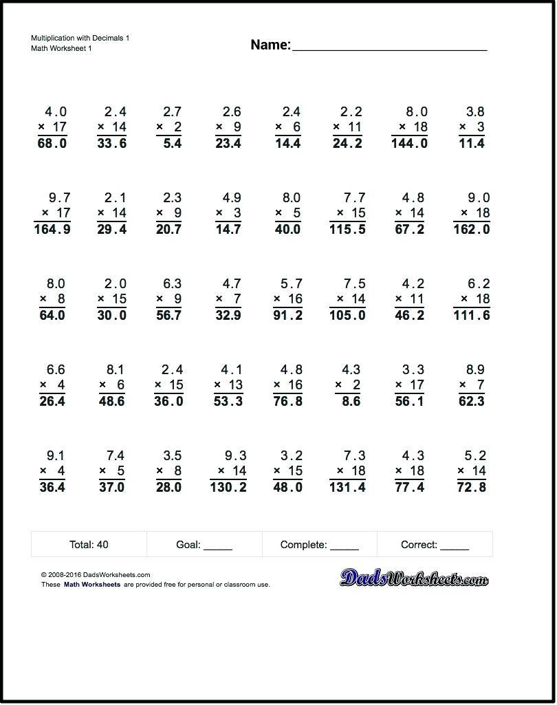 Free Worksheets Library Download And Print On Multiplying Decimals - Free Printable Multiplying Decimals Worksheets