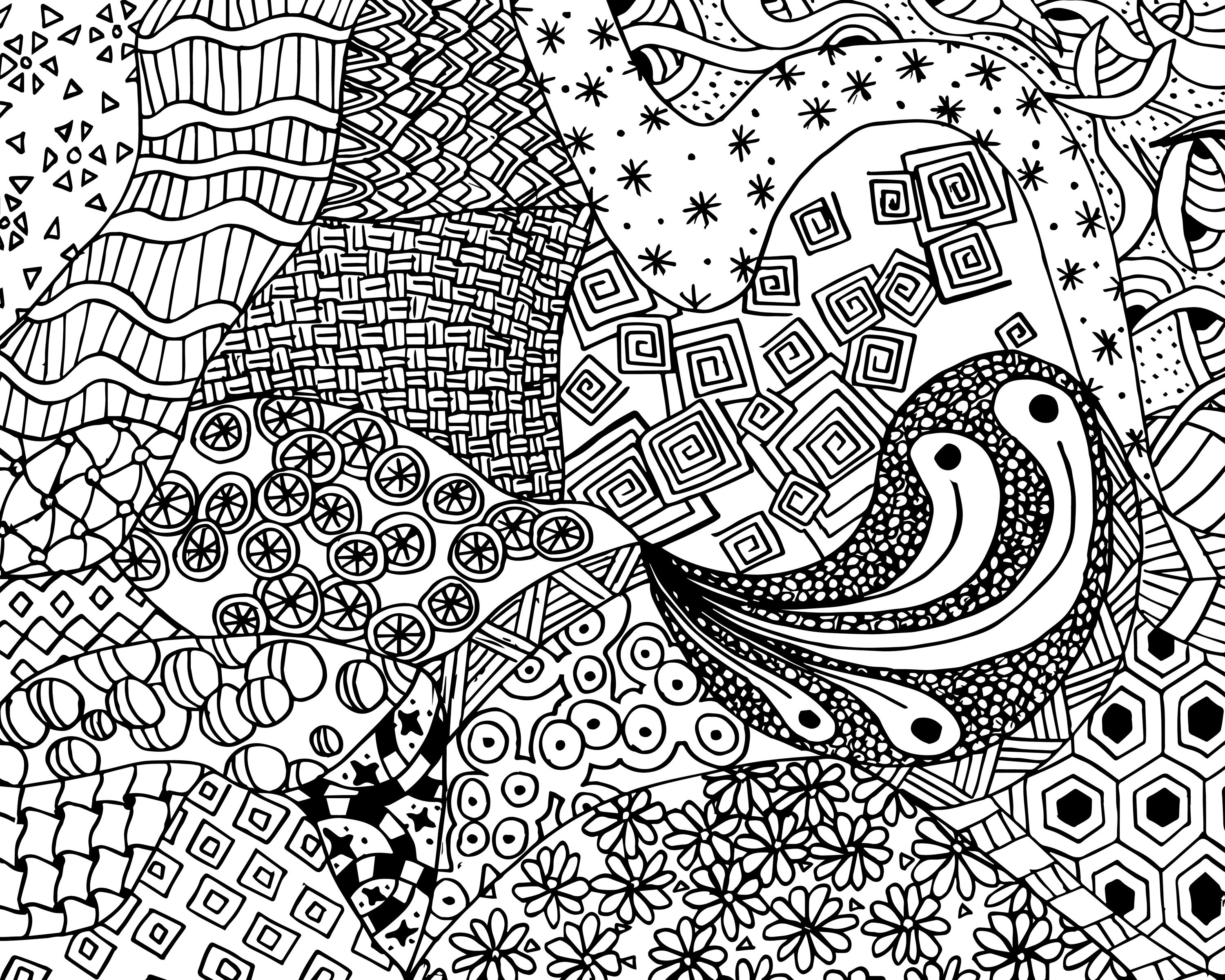 Free Zen Doodle Design Adult Coloring Page Printable With Zendoodle - Free Printable Doodle Patterns