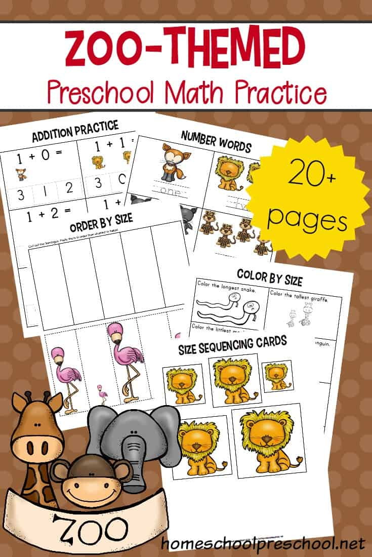 Free Zoo-Themed Preschool Math Worksheets - Free Printable Zoo Worksheets