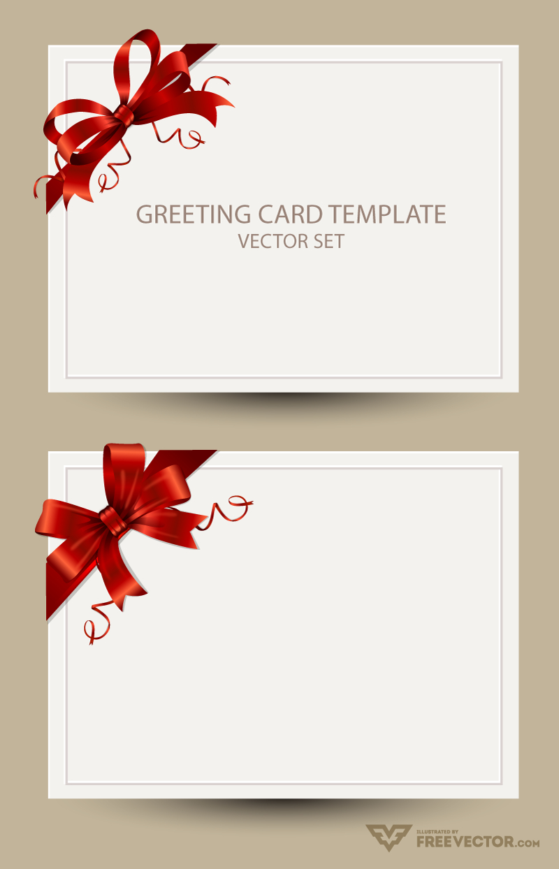 Freebie: Greeting Card Templates With Red Bow – Ai, Eps, Psd &amp;amp; Png - Free Printable Blank Greeting Card Templates
