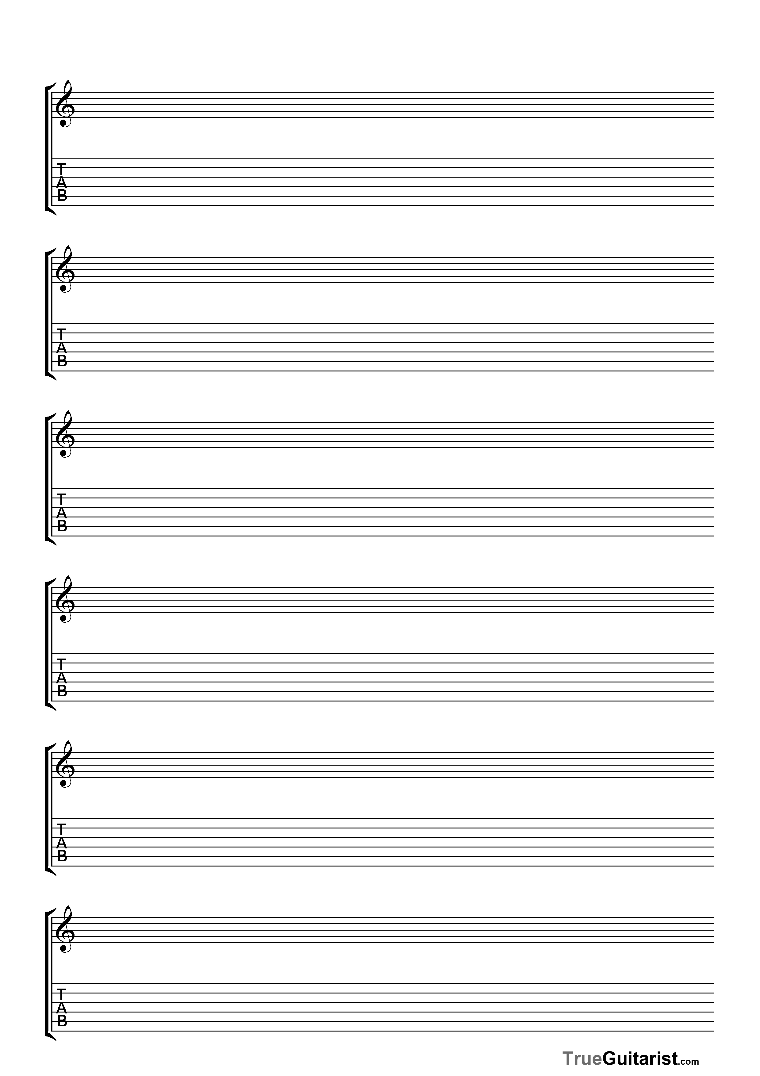 Freebies - Trueguitarist - Free Printable Guitar Tablature Paper