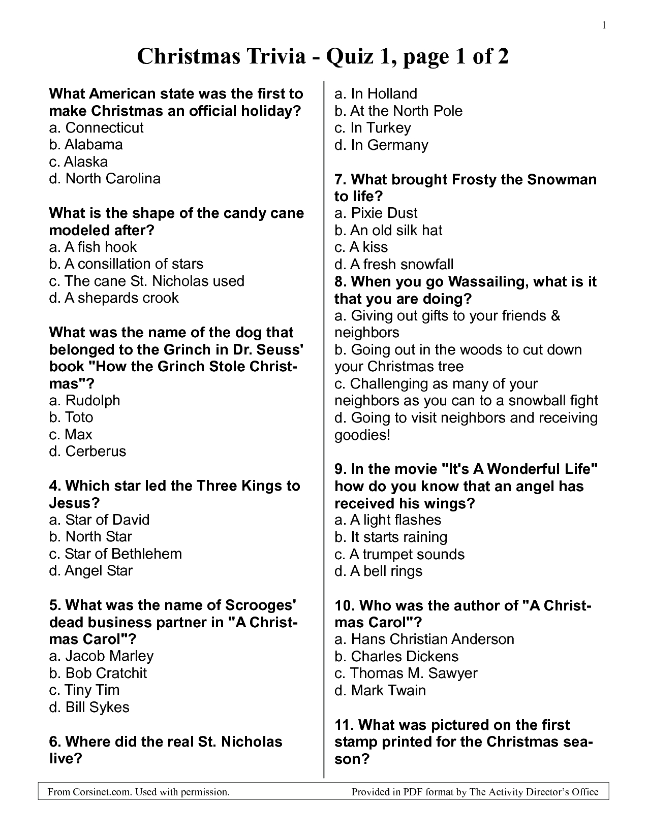 Free+Printable+Christmas+Trivia+Questions+And+Answers | Christmas - Free Printable Picture Quizzes With Answers