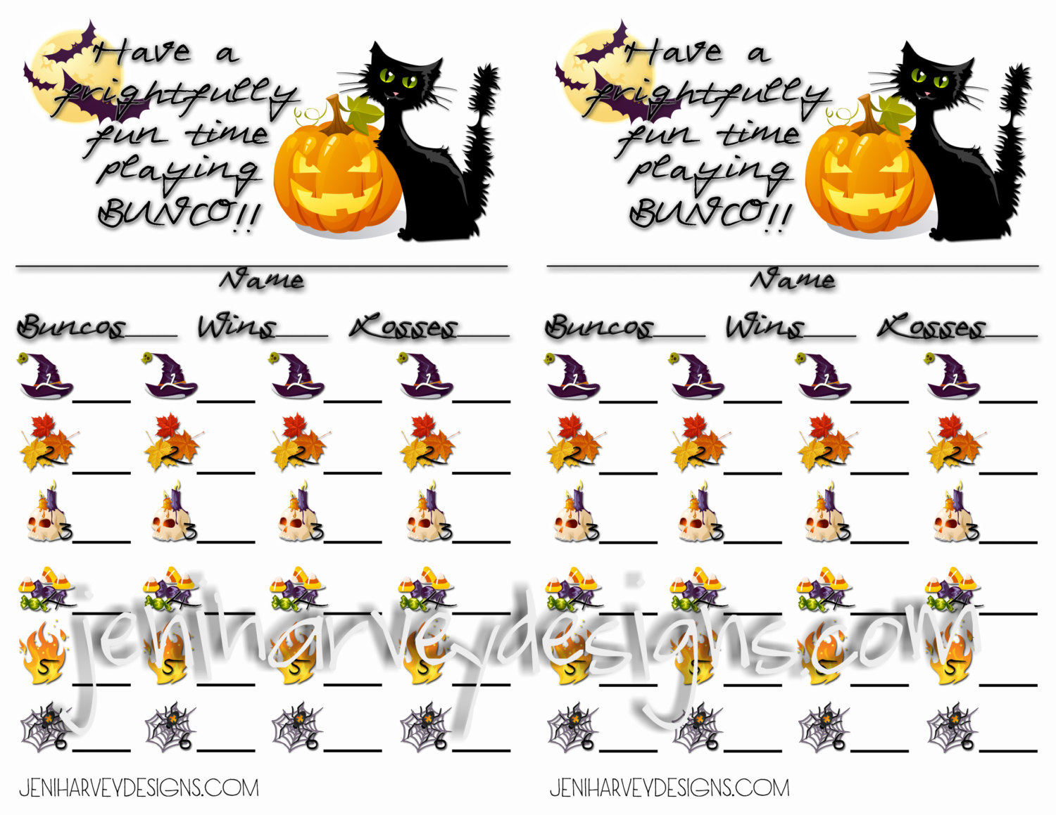Frightful Halloween Bunco Score Cards | Etsy - Free Printable Halloween Bunco Score Sheets