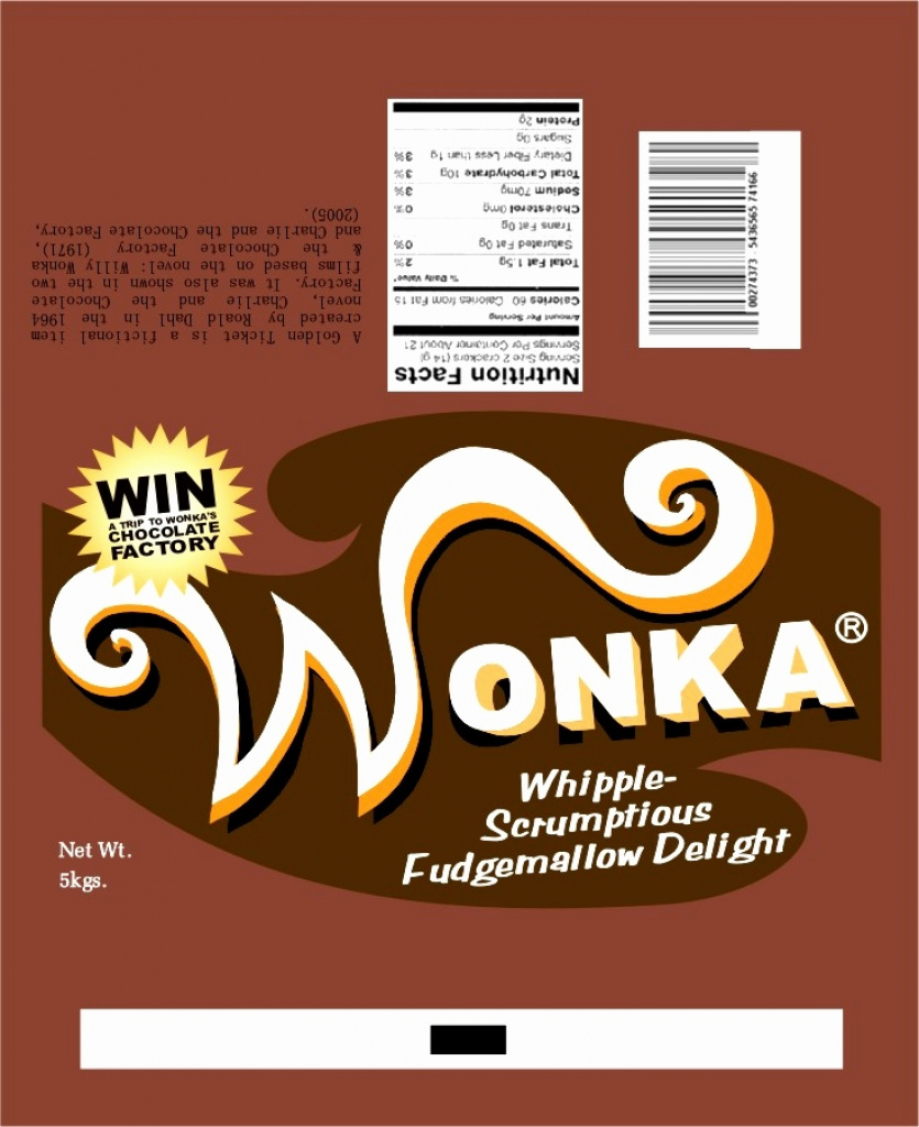 Free Printable Willy Wonka Chocolate Bar Wrapper