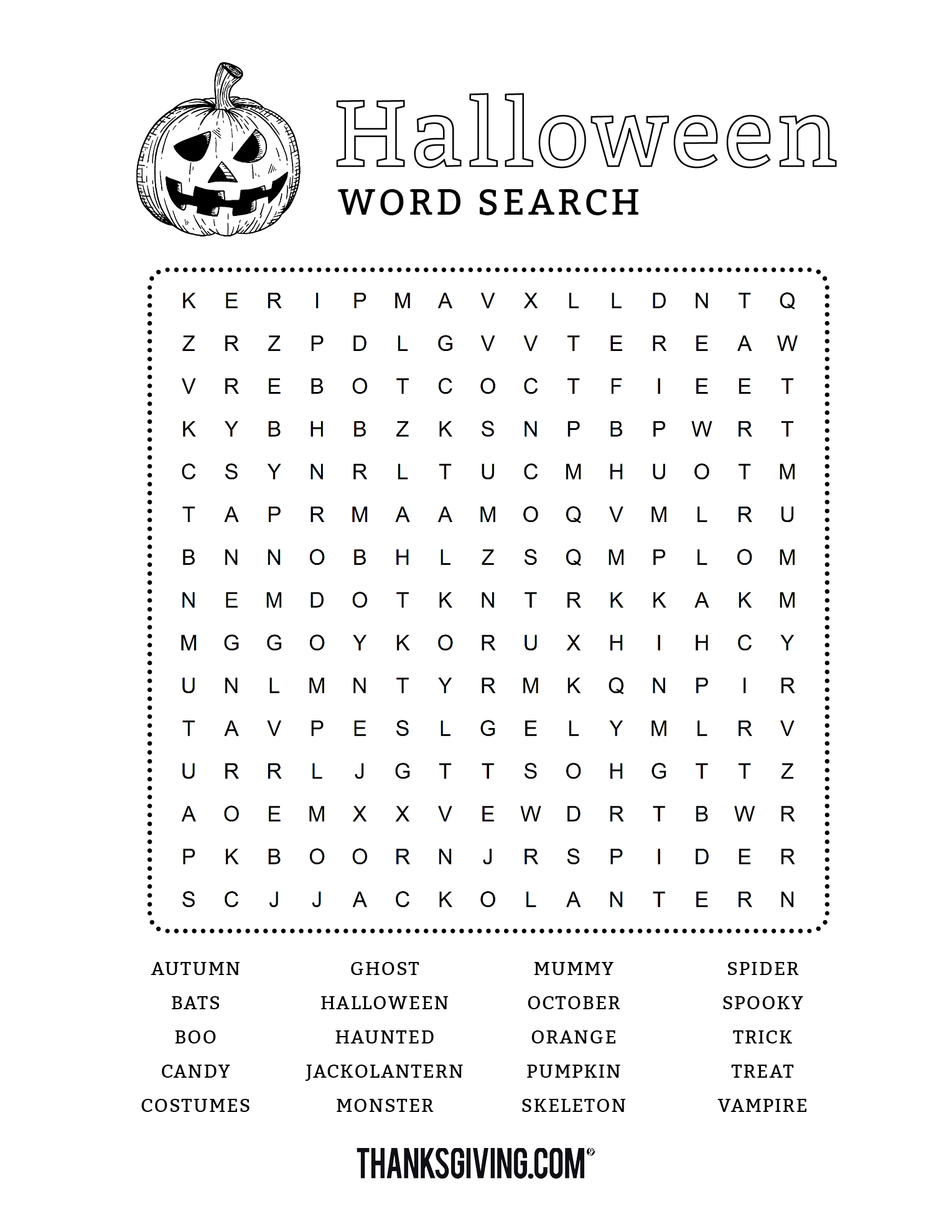 Fun &amp;amp; Free Printable Halloween Word Search - Thanksgiving - Free Printable Halloween Puzzles