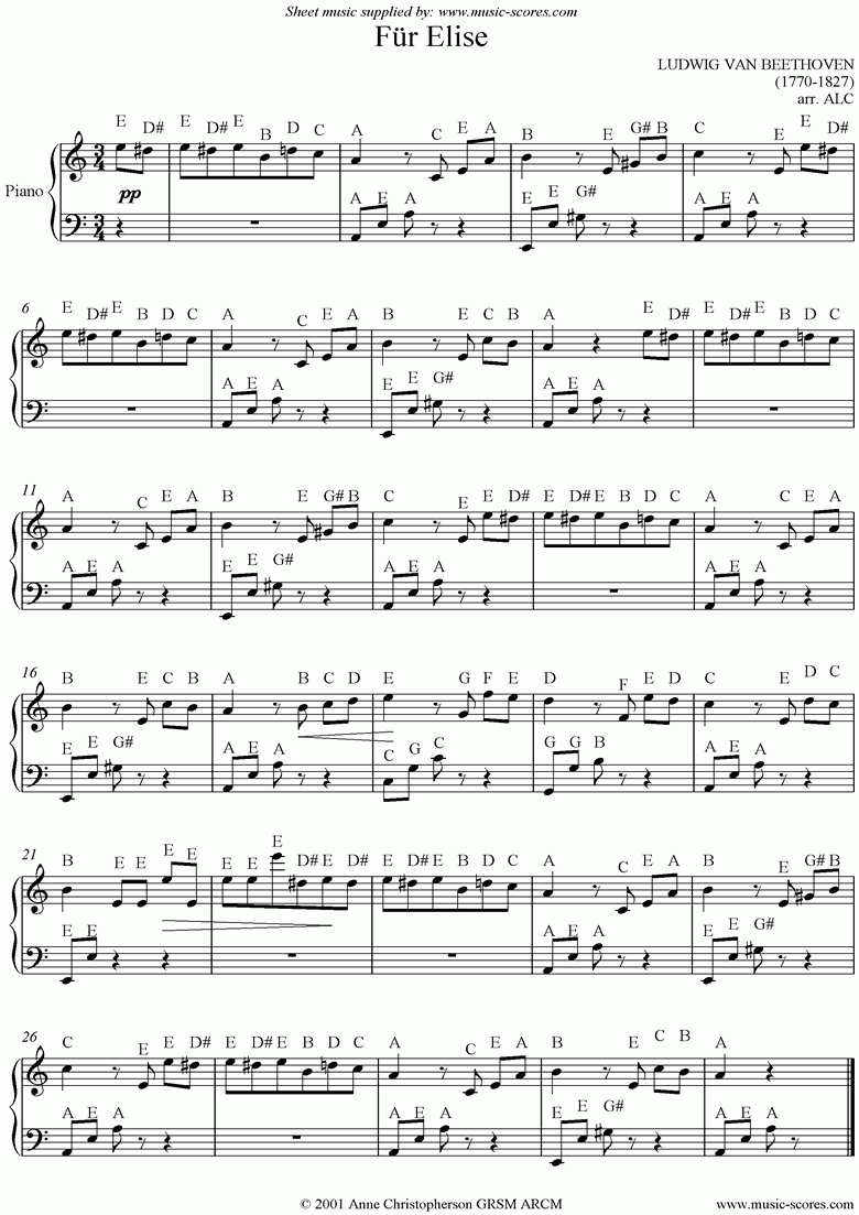 Free Printable Piano Sheet Music Fur Elise | Free Printable