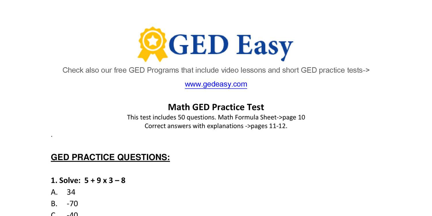 Ged Practice Test To Print Free User Manual | 2019 Ebook Library - Tabe Practice Test Free Printable