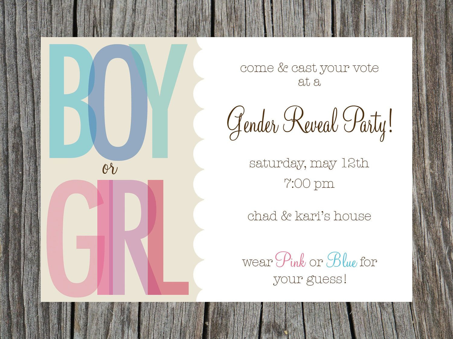 Gender Reveal Party Invitation Printableprintyourheartout - Free Printable Gender Reveal Templates