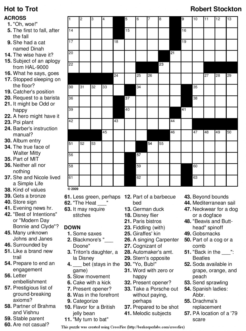 General Knowledge Easy Crossword Puzzles | Penaime - Free Printable Sunday Crossword Puzzles