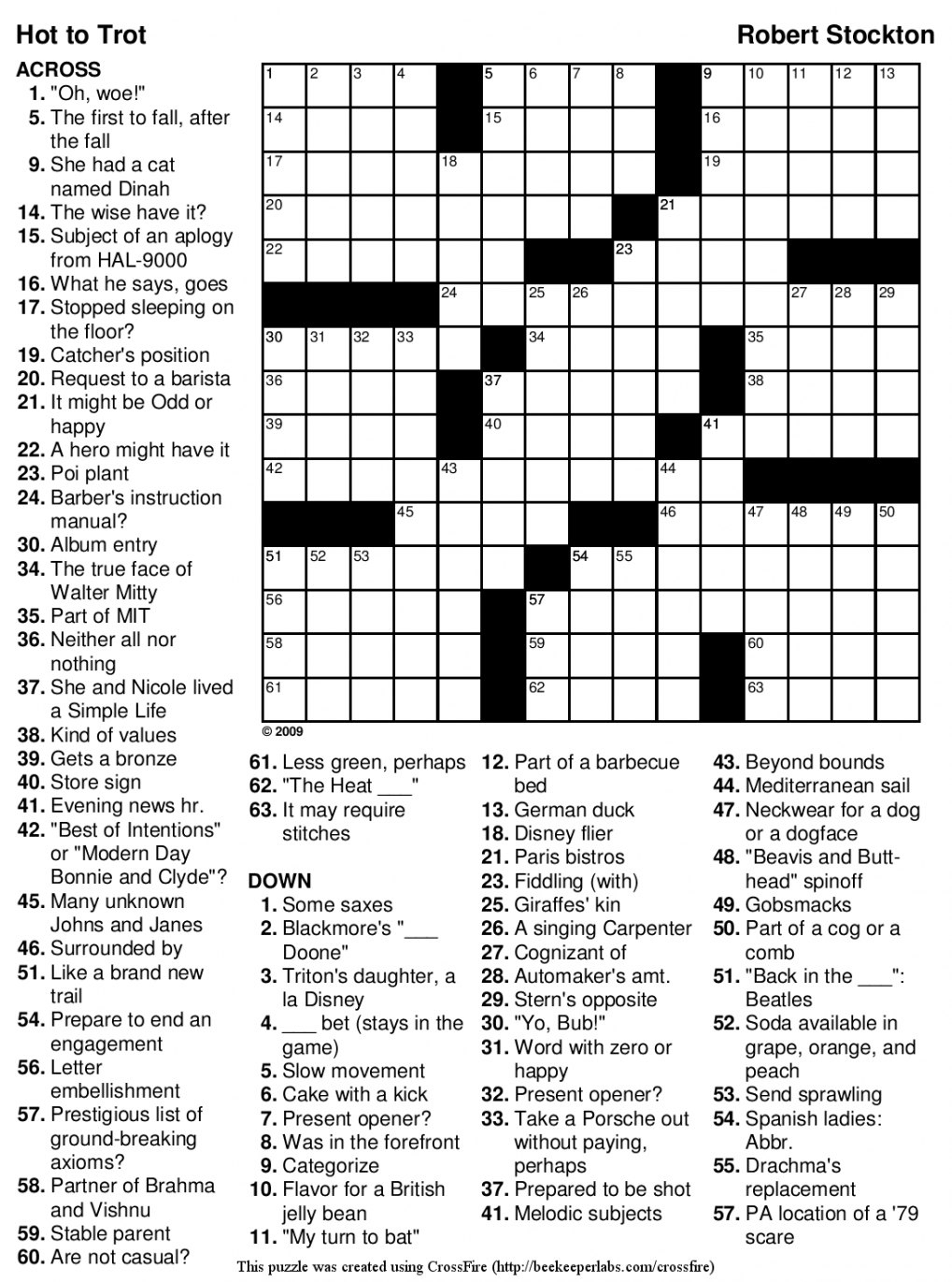 free printable sunday crossword puzzles free printable