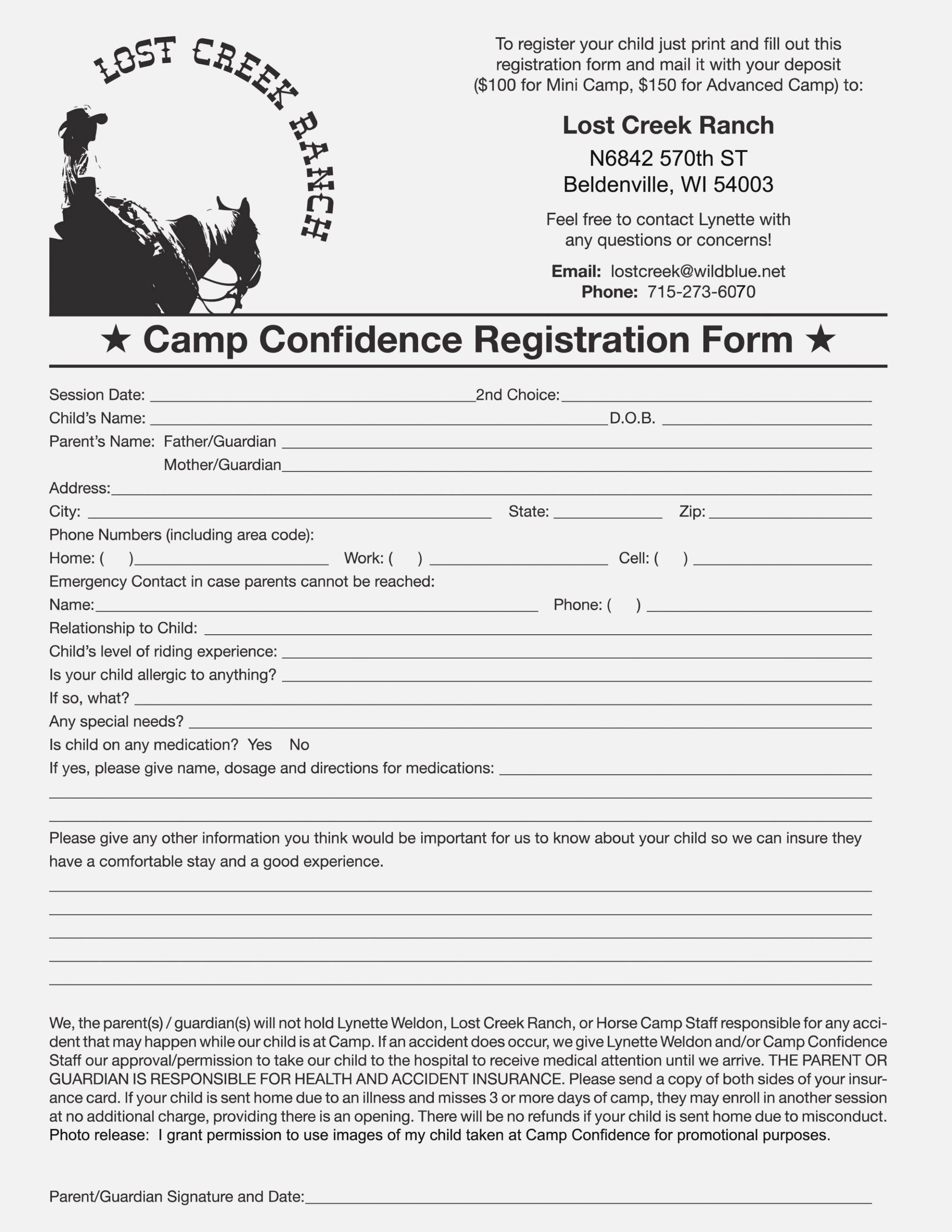 Get Form Summer Camp Registration Form – Inver Template Center - Free Printable Summer Camp Registration Forms