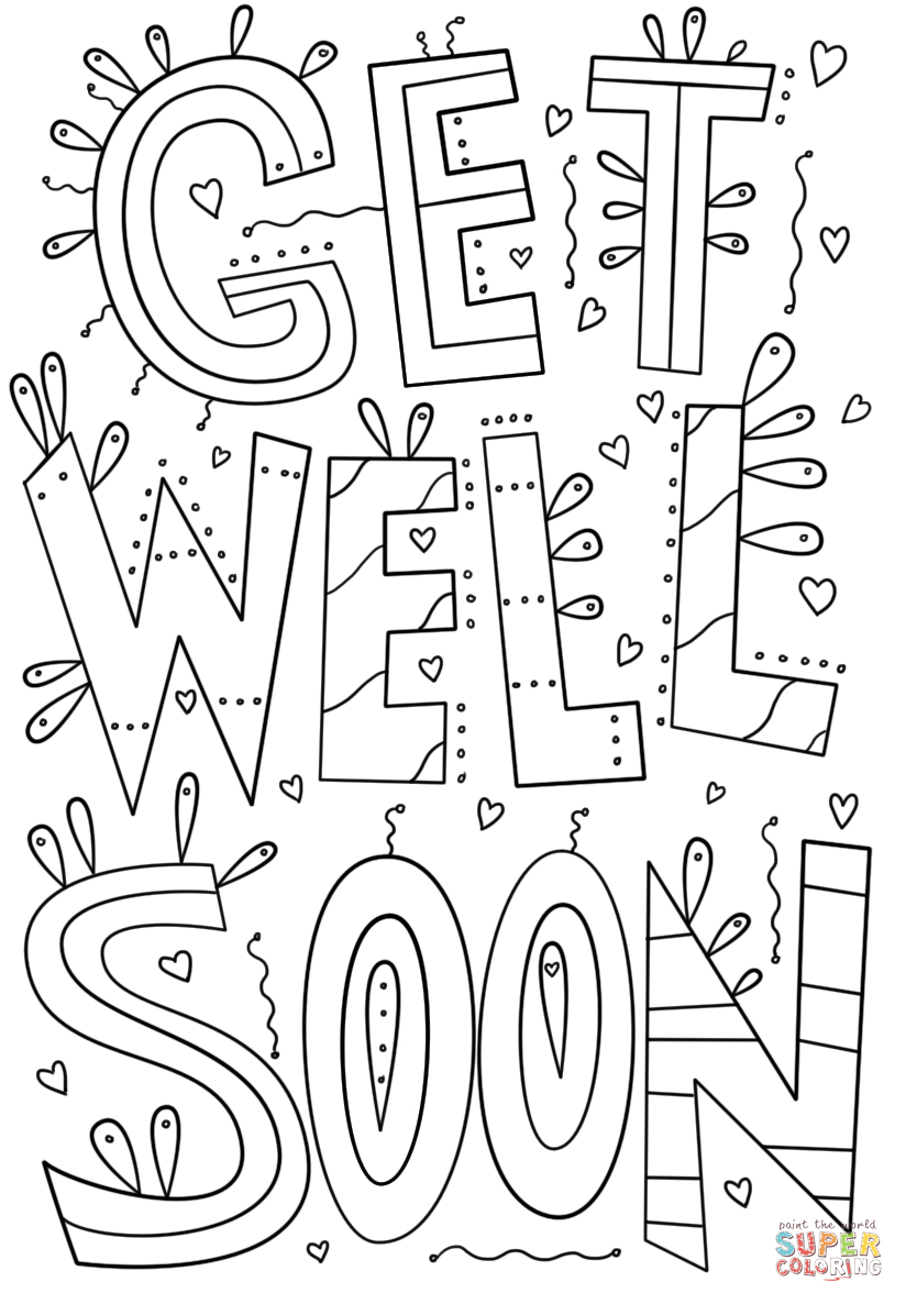 Get Well Soon Doodle Coloring Page | Free Printable Coloring Pages - Free Printable Get Well Cards To Color