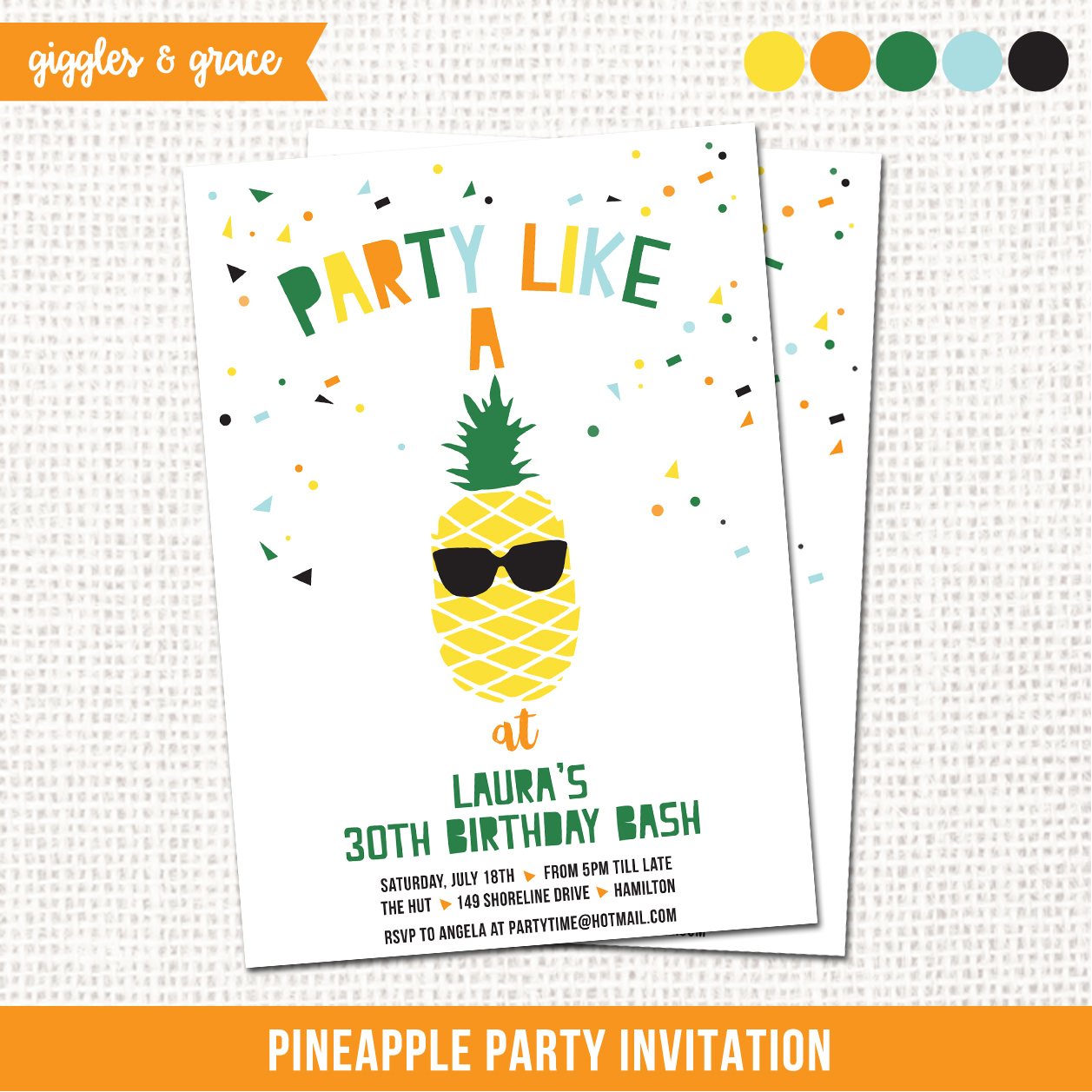 Giggles And Grace Designs - Lifes Little Celebration - Free Printable Pineapple Invitations