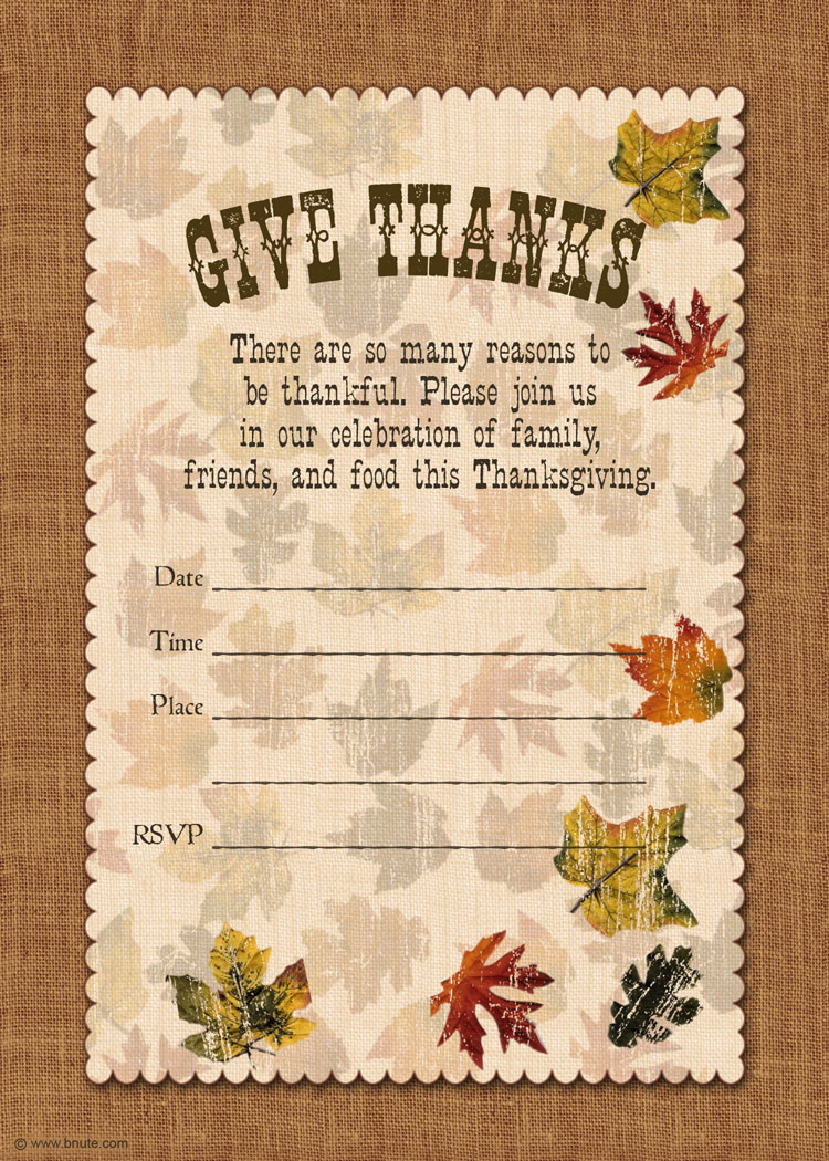 Givethanks Printablethxgiveinvitebybnute Cute Free Printable - Free Printable Thanksgiving Dinner Invitation Templates