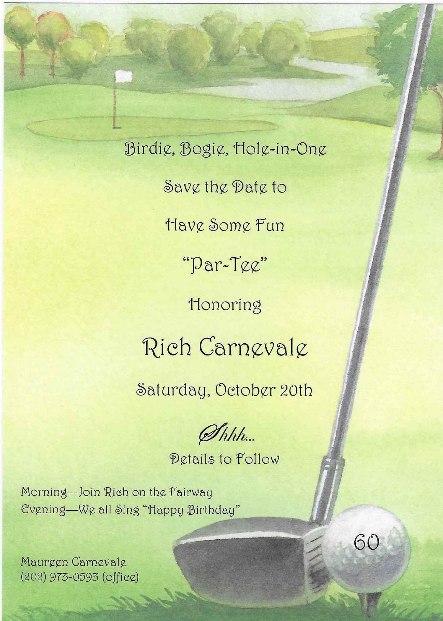 Golf Portion Of Rich&amp;#039;s 60Th Birthday Party Invitationglad - Free Printable Golf Stationary