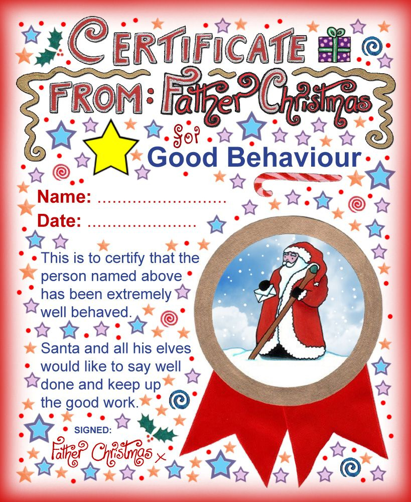 Good Behaviour Certificate From Father Christmas | Christmas - Good Behaviour Certificates Free Printable
