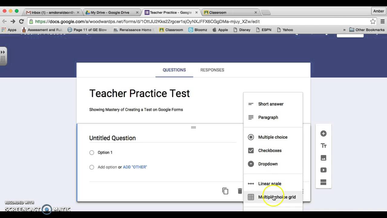 Google Classroom: Creating A Test - Youtube - Free Printable Multiple Choice Spelling Test Maker