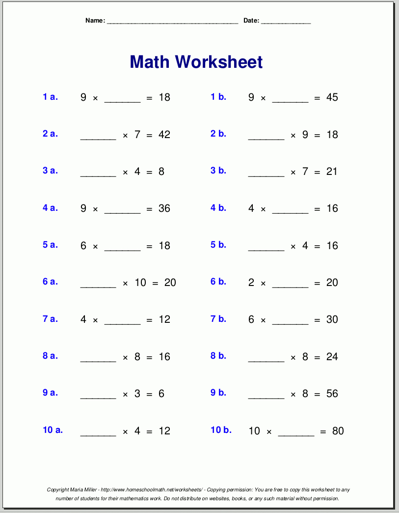 Grade 4 Multiplication Worksheets - Free Printable Multiplication Worksheets For 4Th Grade