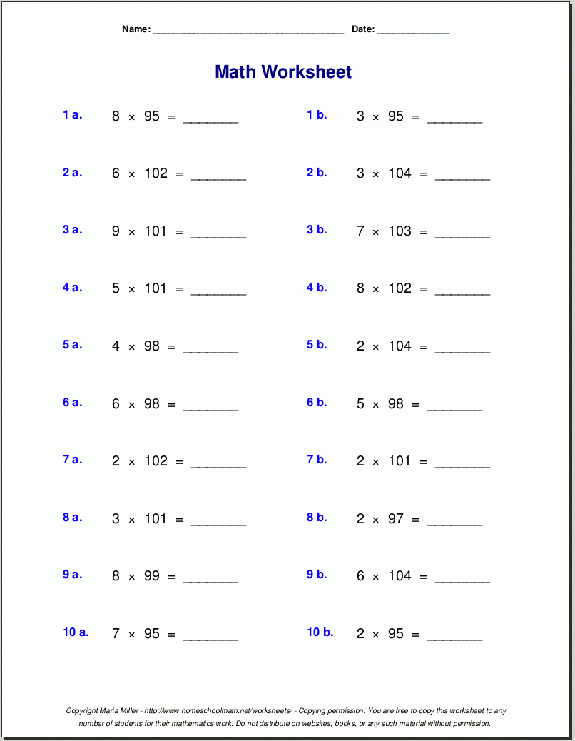 Grade 5 Multiplication Worksheets - Free Printable Multiplication Worksheets For 5Th Grade